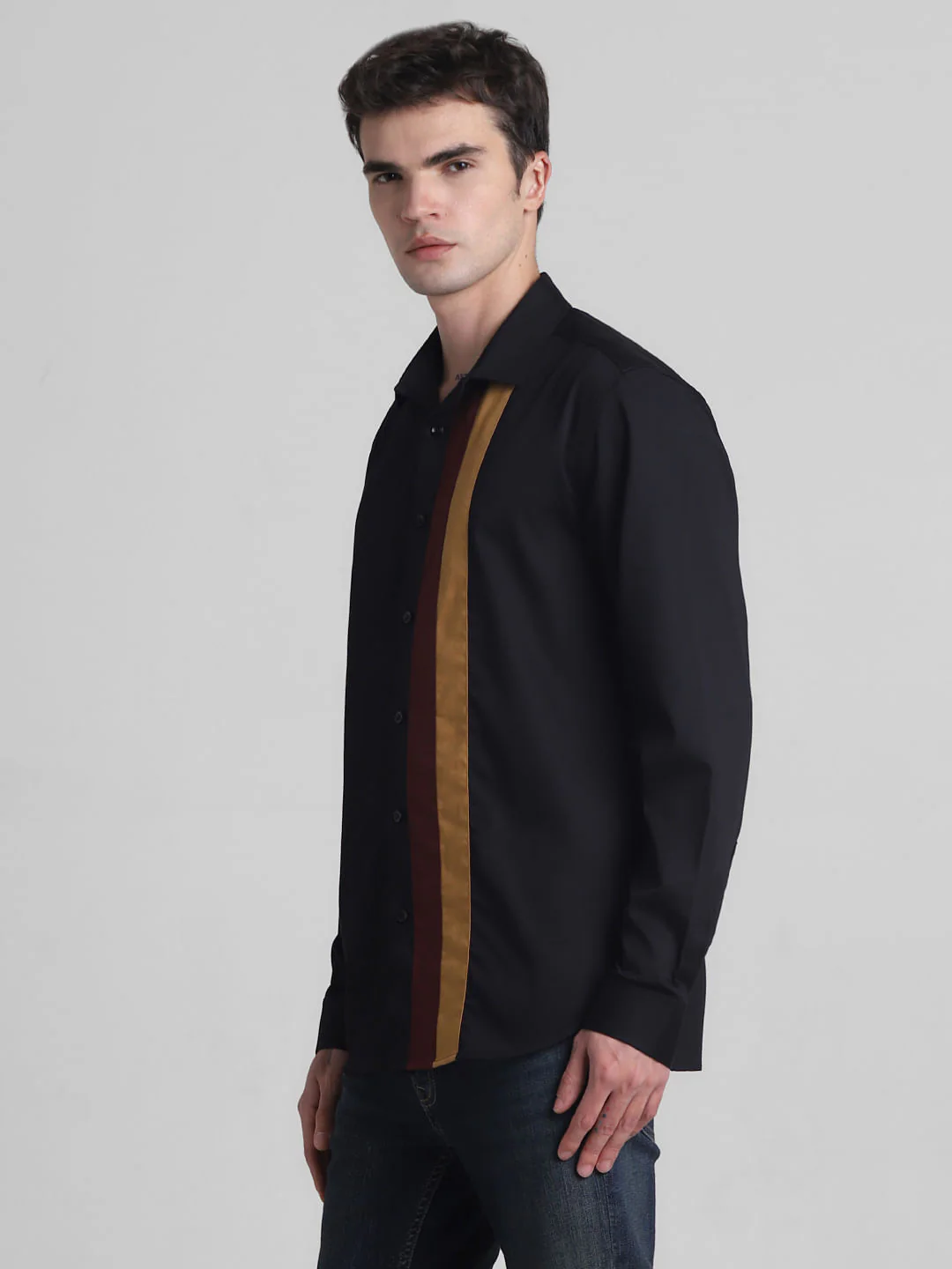 Black Printed Full Sleeves Shirt - Image 3