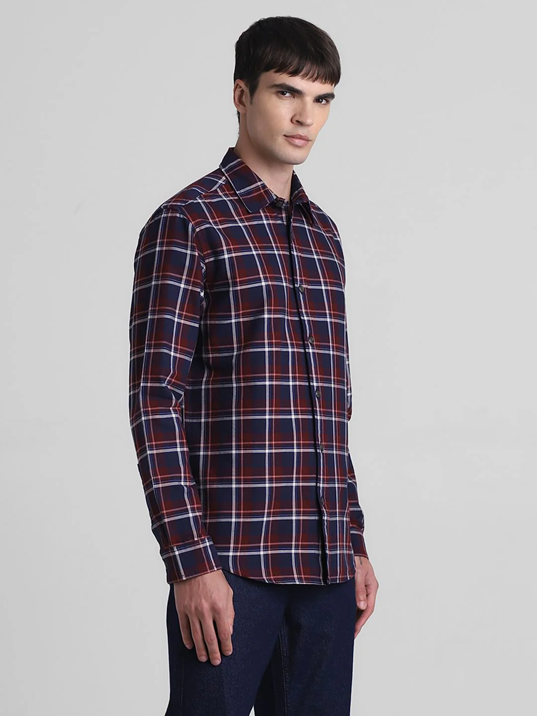 Maroon Cotton Check Full Sleeves Shirt - Image 3