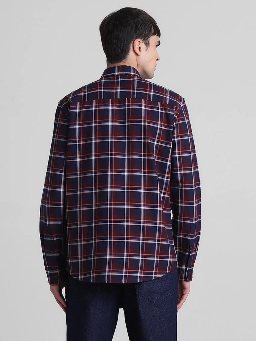 Maroon Cotton Check Full Sleeves Shirt - Image 4