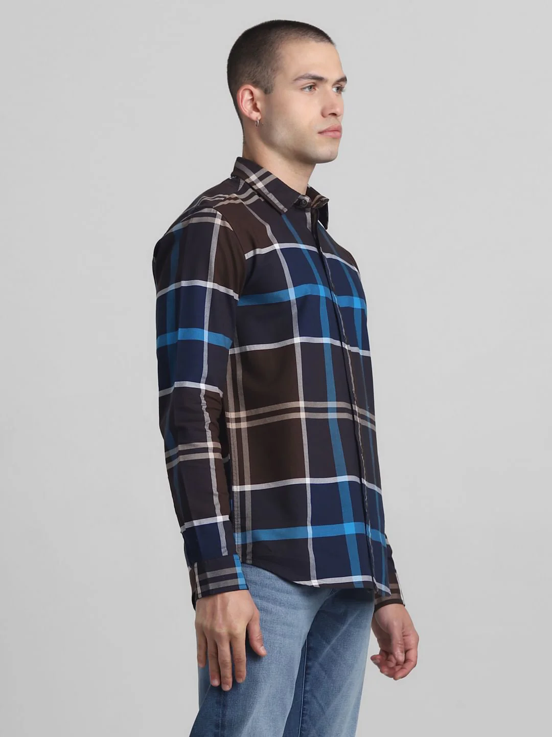 Brown Check Full Sleeves Shirt - Image 3