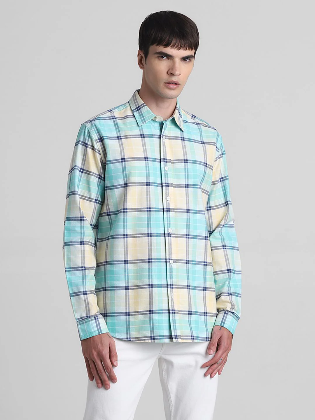 Light Green Check Full Sleeves Shirt - Image 2