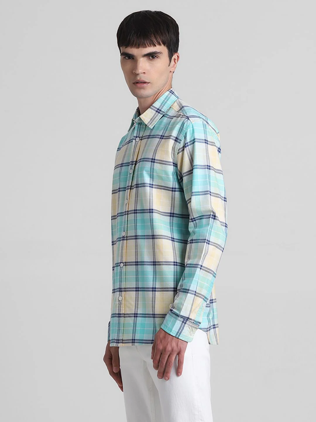 Light Green Check Full Sleeves Shirt - Image 3