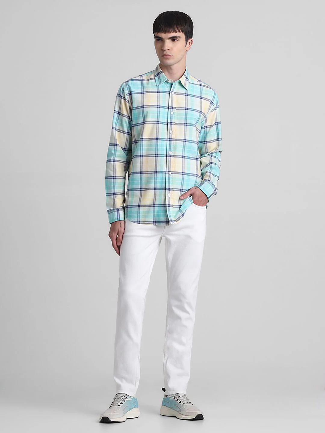 Light Green Check Full Sleeves Shirt - Image 6