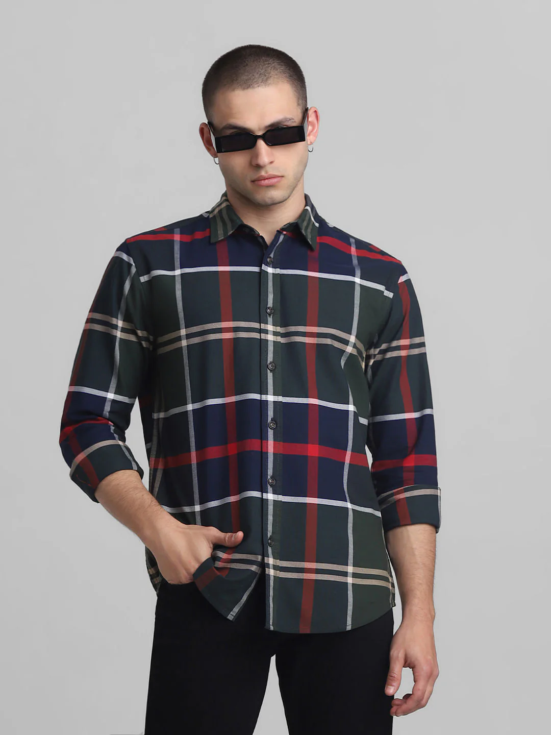 Green Check Full Sleeves Shirt