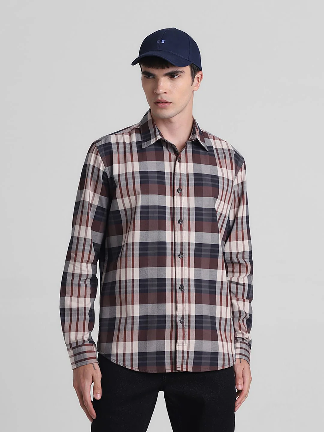 Brown Check Full Sleeves Shirt