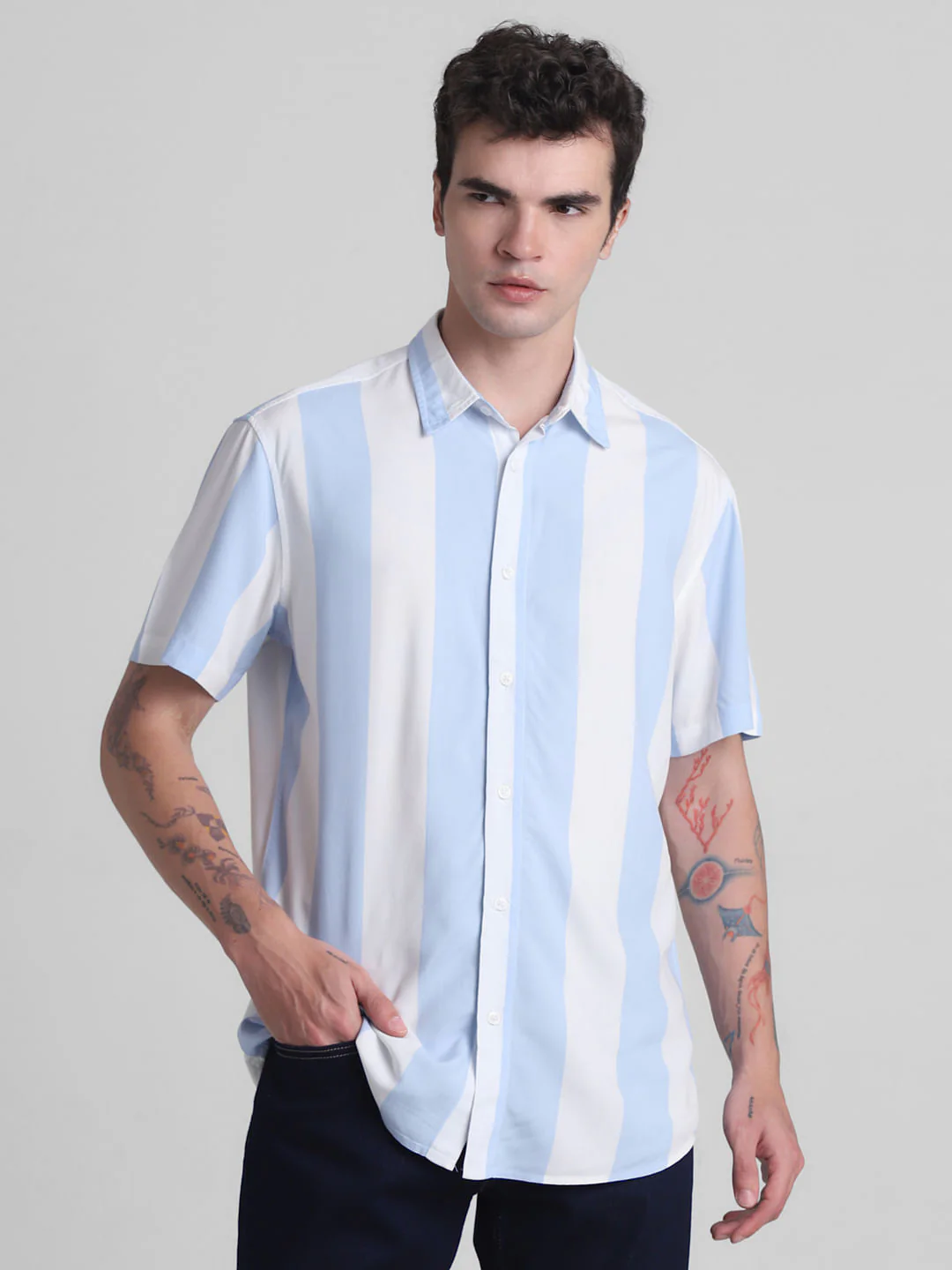 Blue Striped Short Sleeves Shirt - Image 2