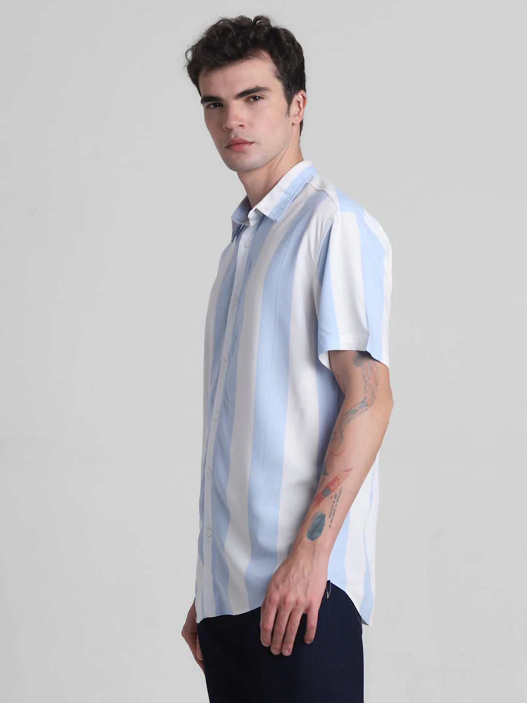 Blue Striped Short Sleeves Shirt - Image 3