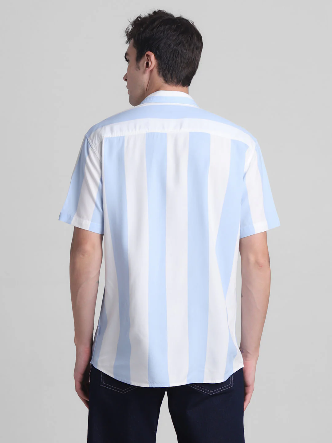 Blue Striped Short Sleeves Shirt - Image 4