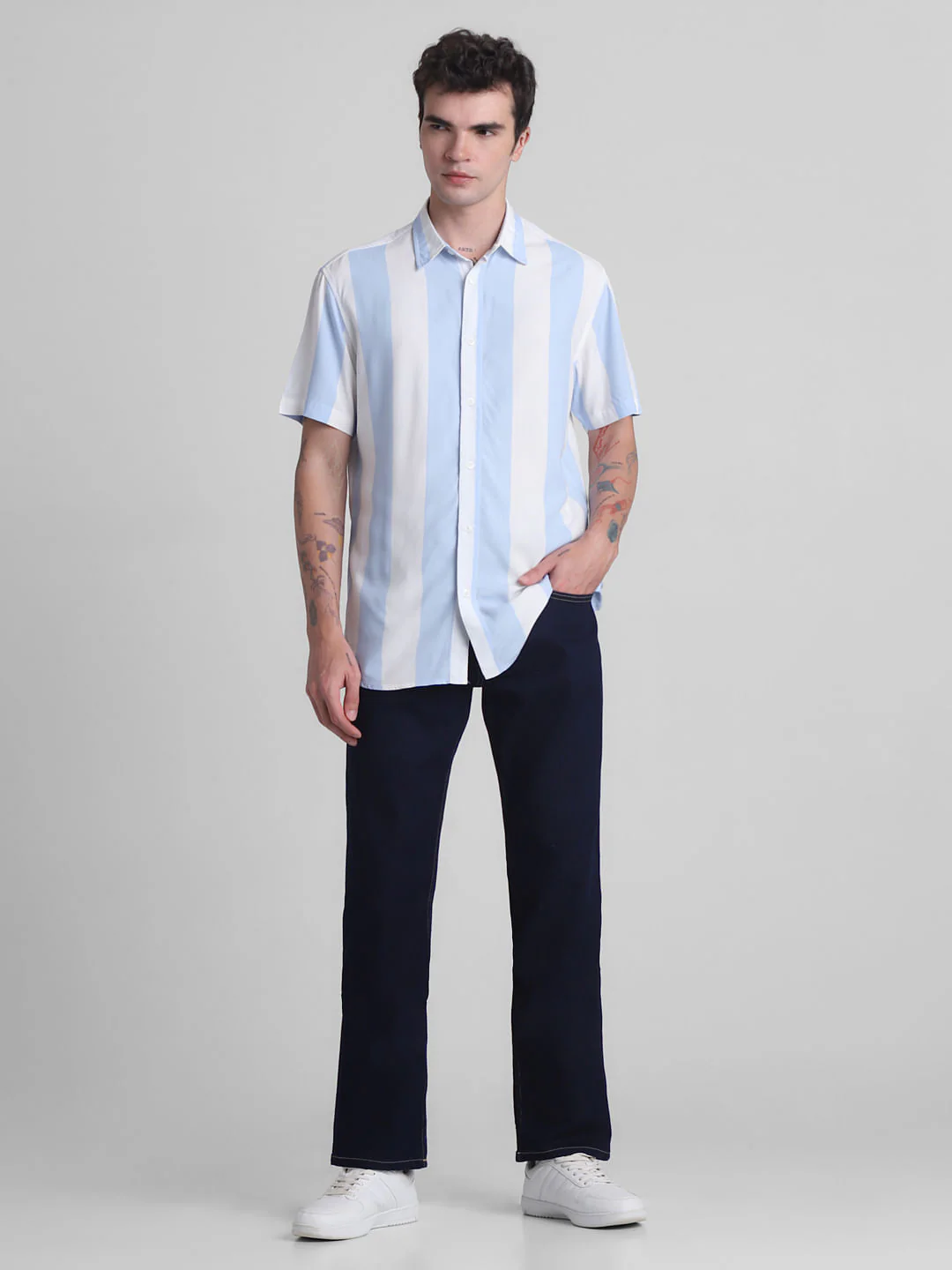 Blue Striped Short Sleeves Shirt - Image 6