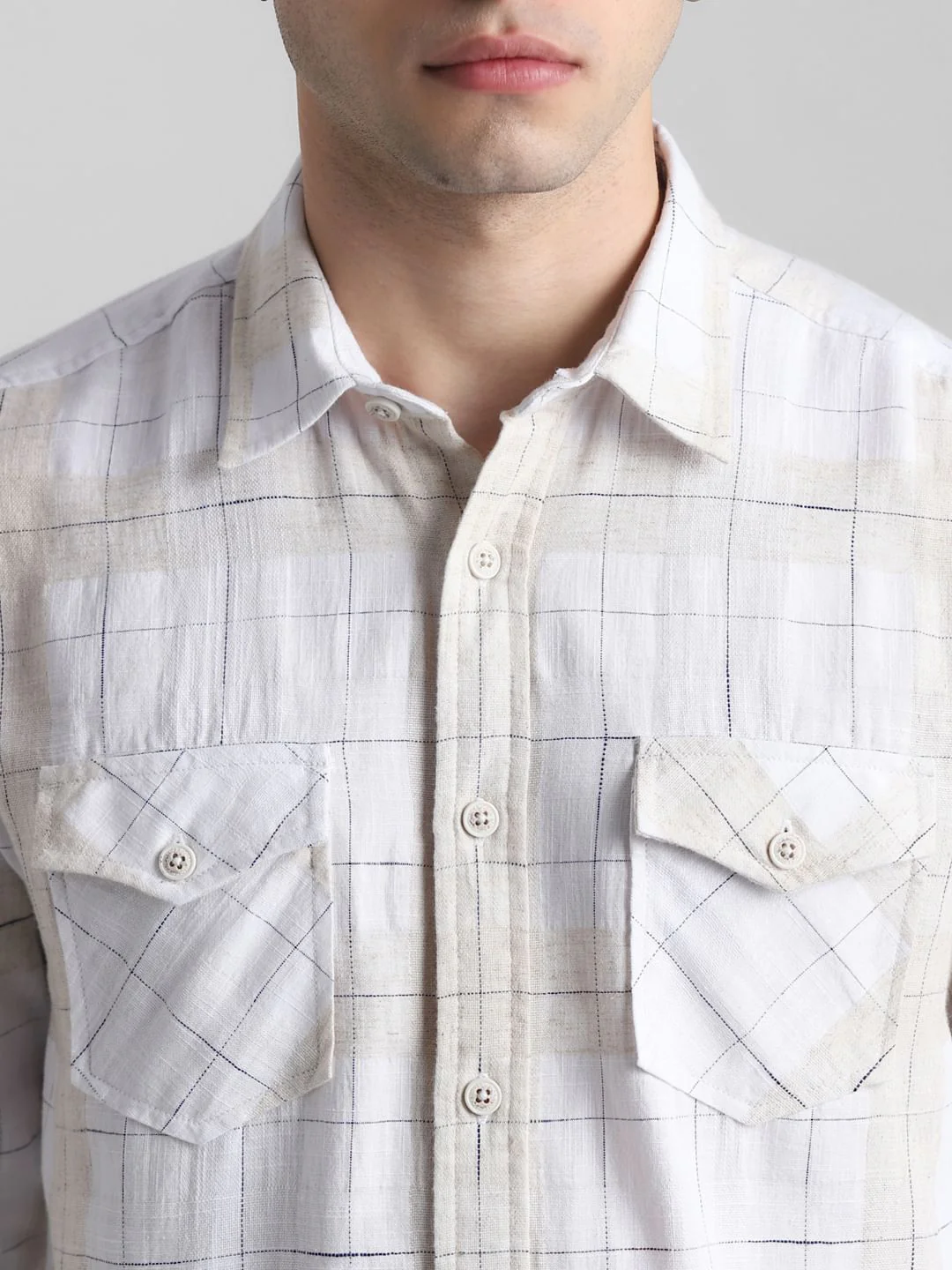 White Check Full Sleeves Shirt - Image 5