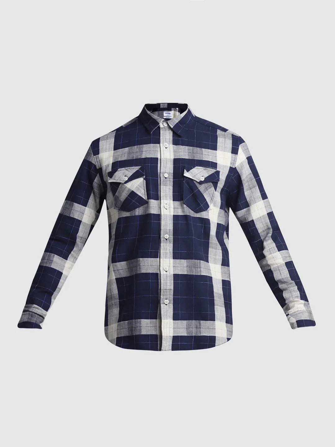Navy Blue Check Full Sleeves Shirt - Image 7