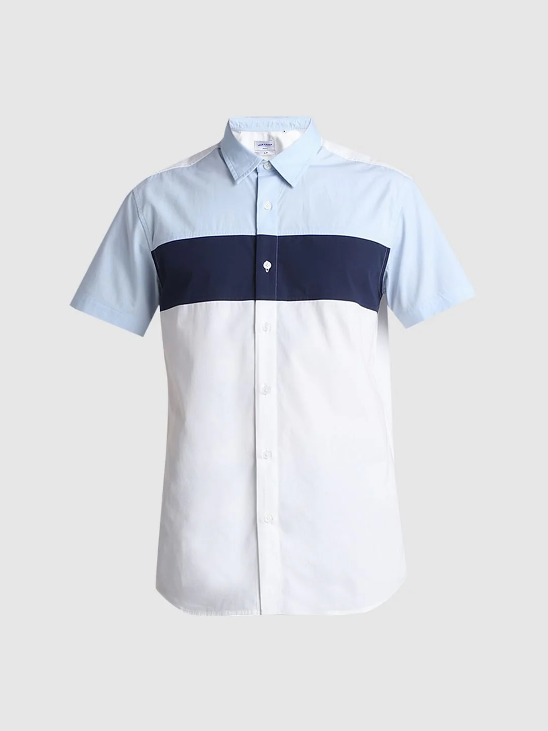 Blue Colourblocked Short Sleeves Shirt - Image 7