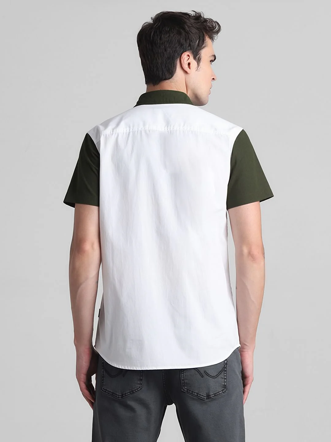 Green Colourblocked Short Sleeves Shirt - Image 4
