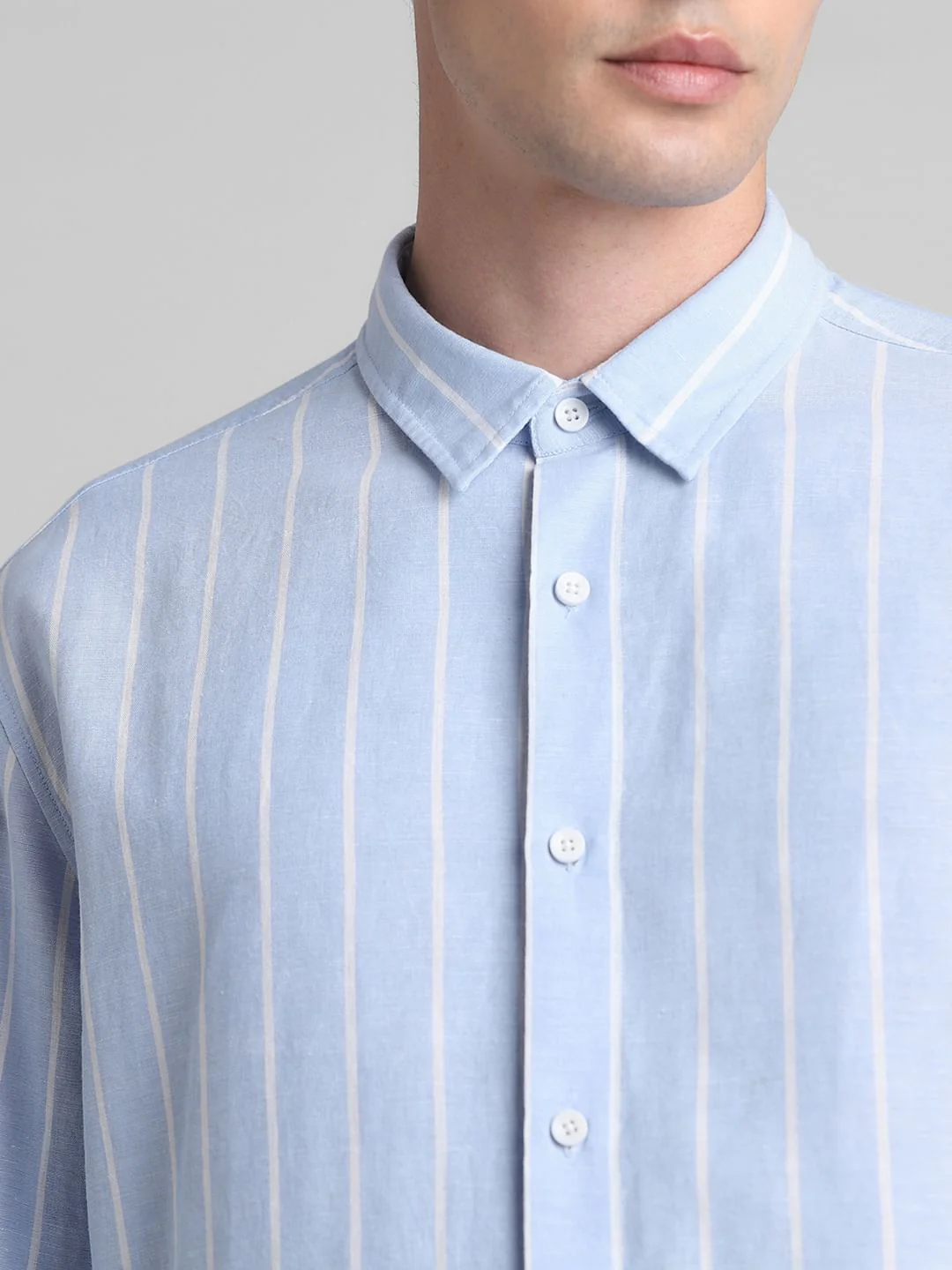Blue Striped Full Sleeves Shirt - Image 5