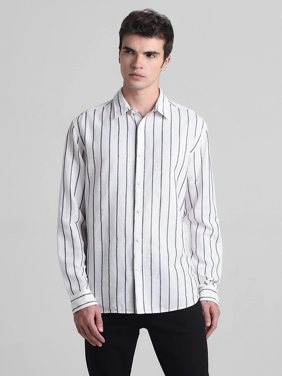 White Striped Full Sleeves Shirt - Image 2