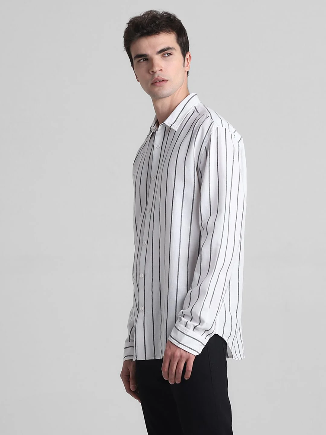 White Striped Full Sleeves Shirt - Image 3