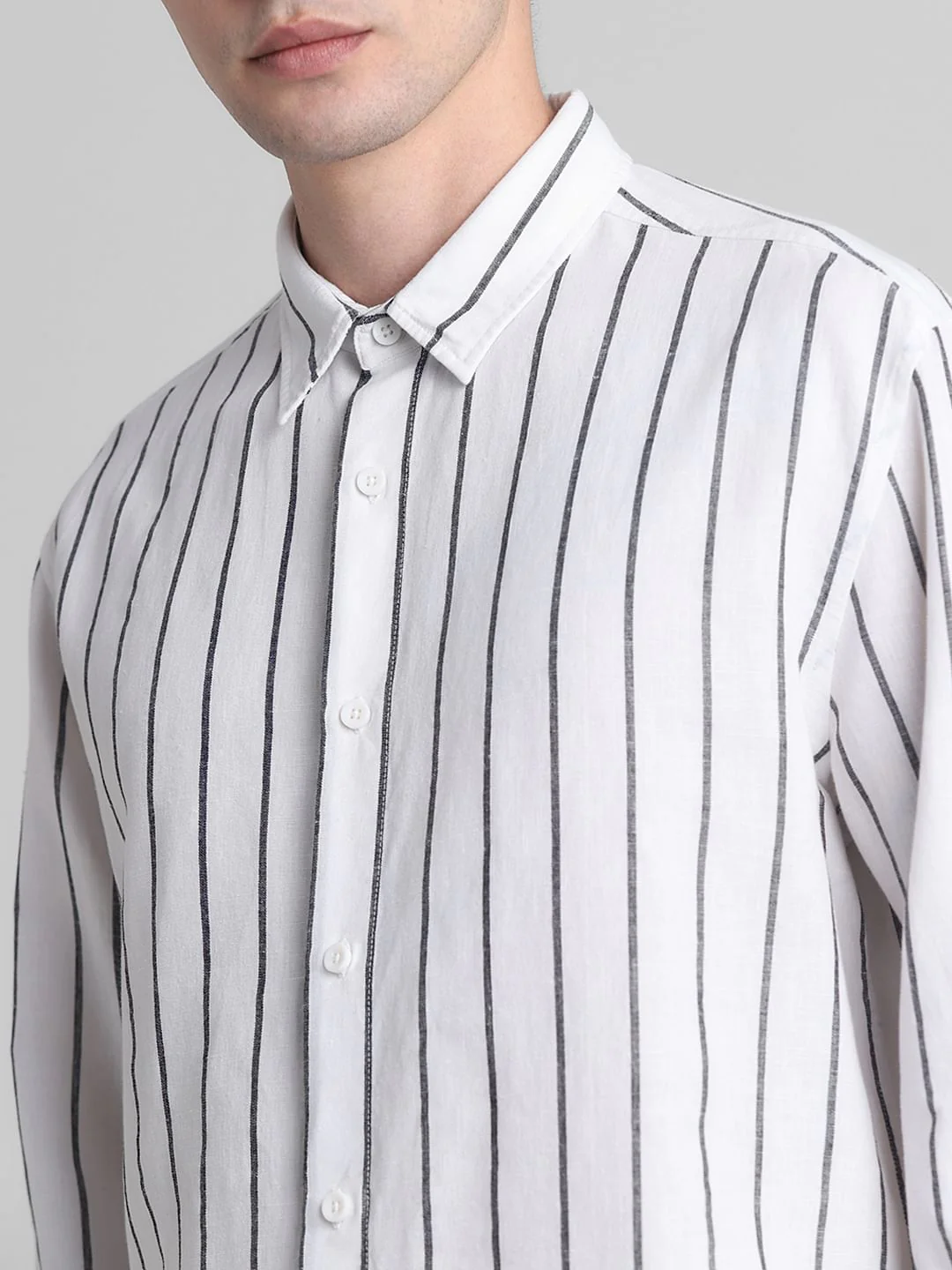 White Striped Full Sleeves Shirt - Image 5