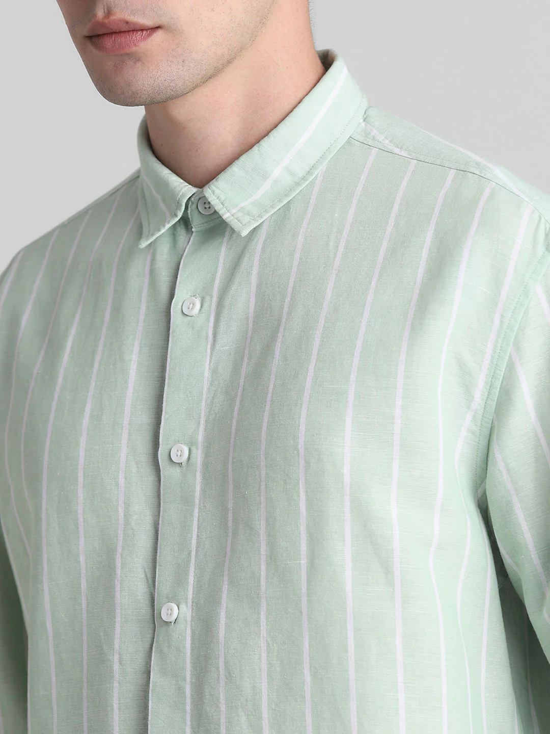 Green Striped Full Sleeves Shirt - Image 5