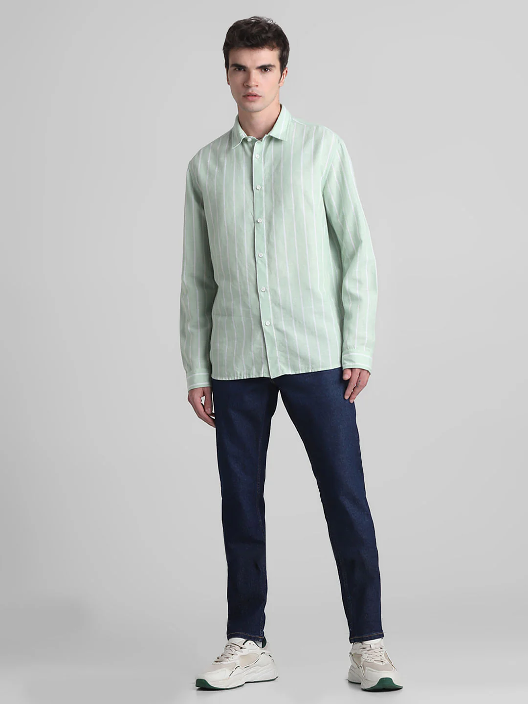 Green Striped Full Sleeves Shirt - Image 6