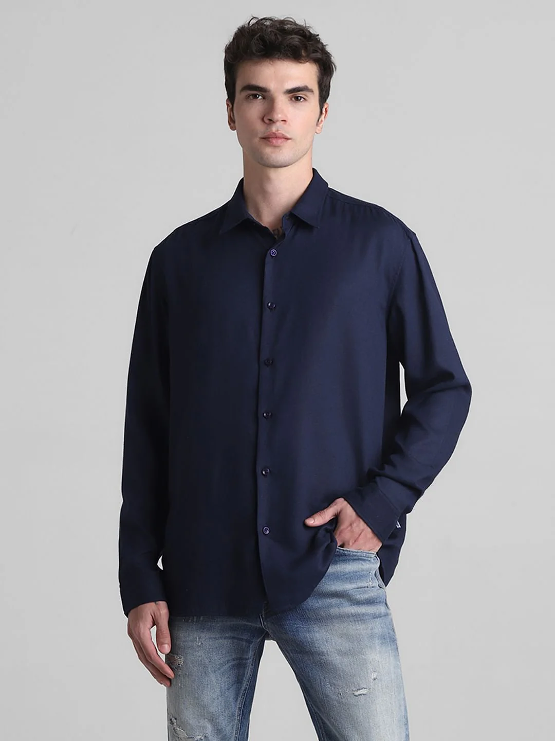 Dark Blue Full Sleeves Shirt - Image 2