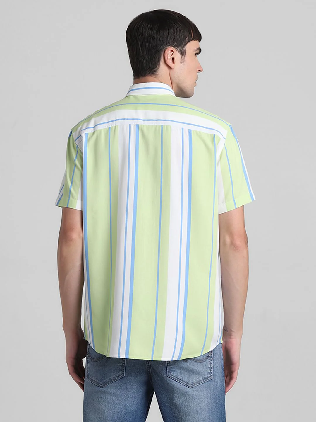 Green Striped Short Sleeves Shirt - Image 4