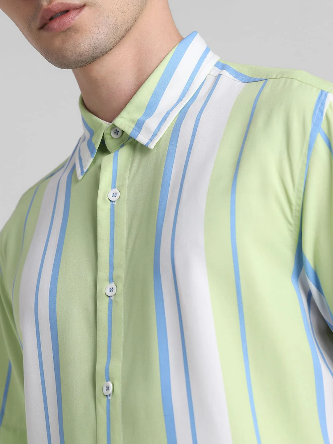 Green Striped Short Sleeves Shirt - Image 5