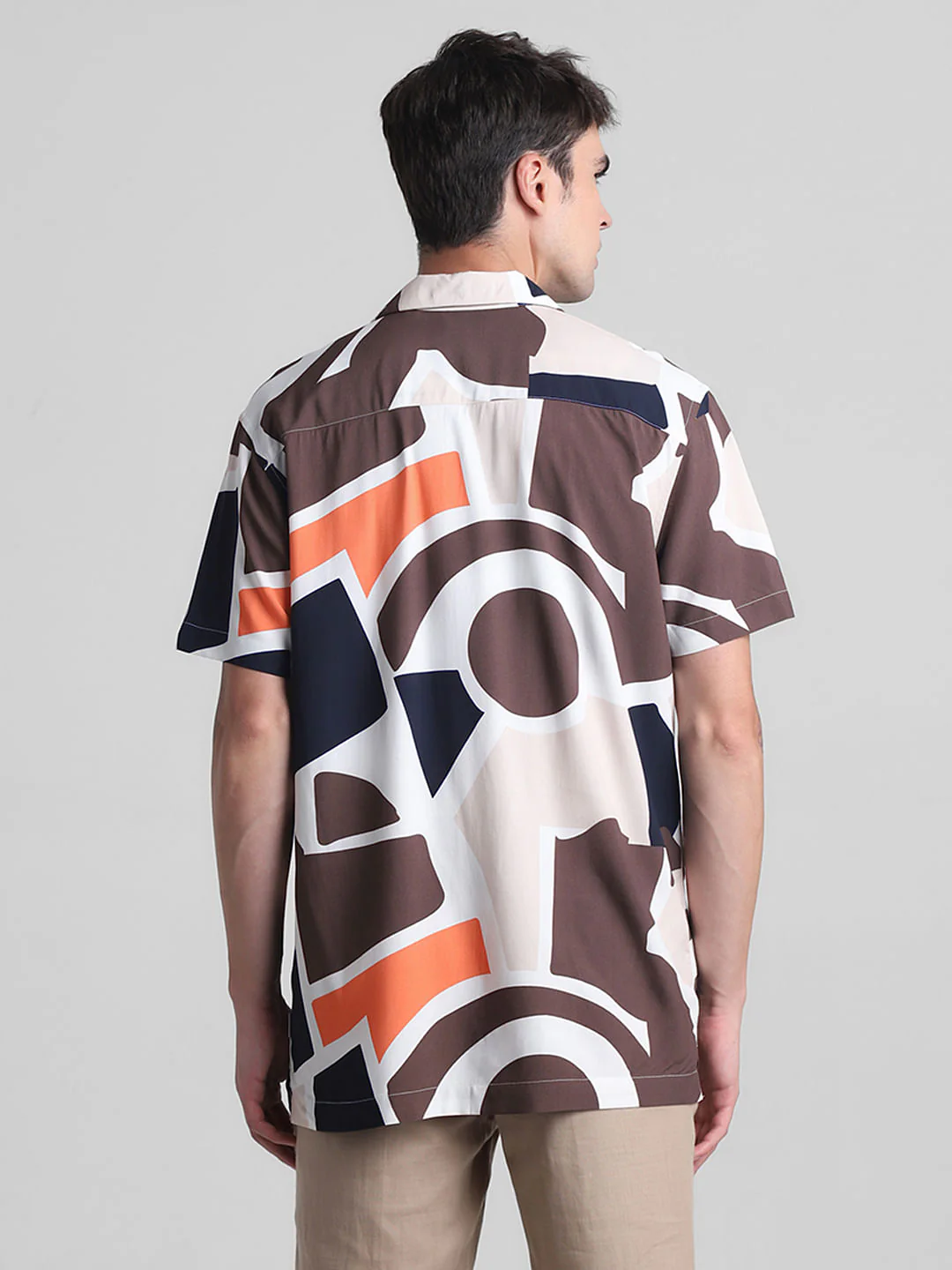 Brown Printed Short Sleeves Shirt - Image 4