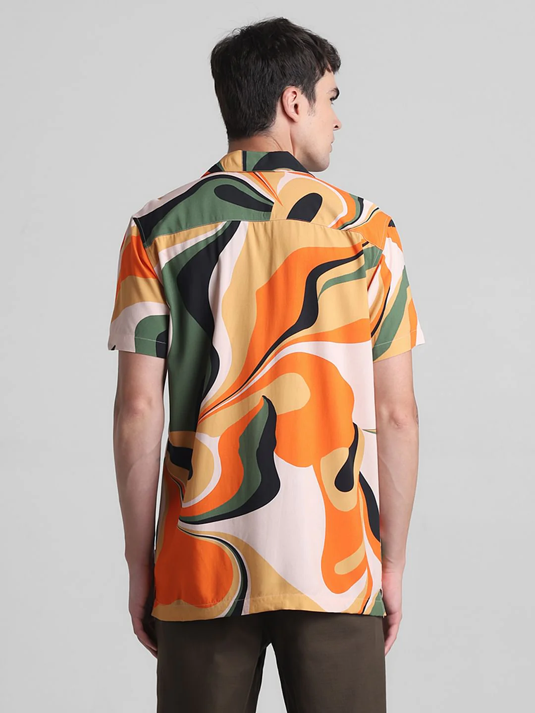 Orange Printed Short Sleeves Shirt - Image 4