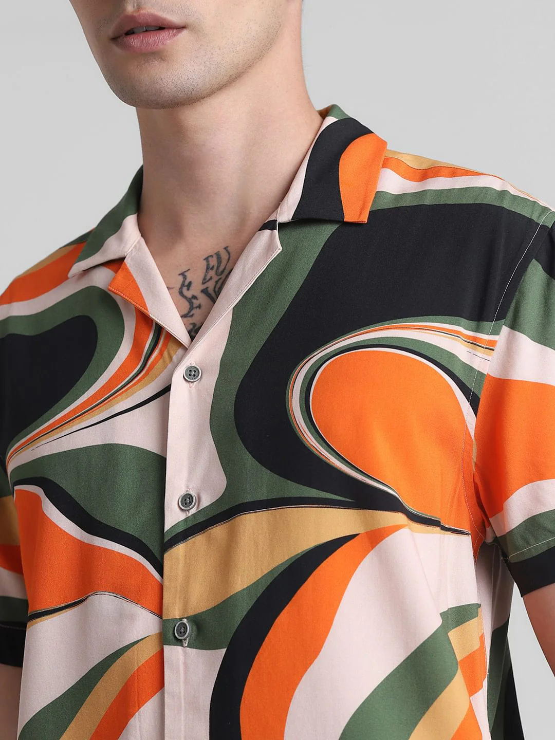 Orange Printed Short Sleeves Shirt - Image 5