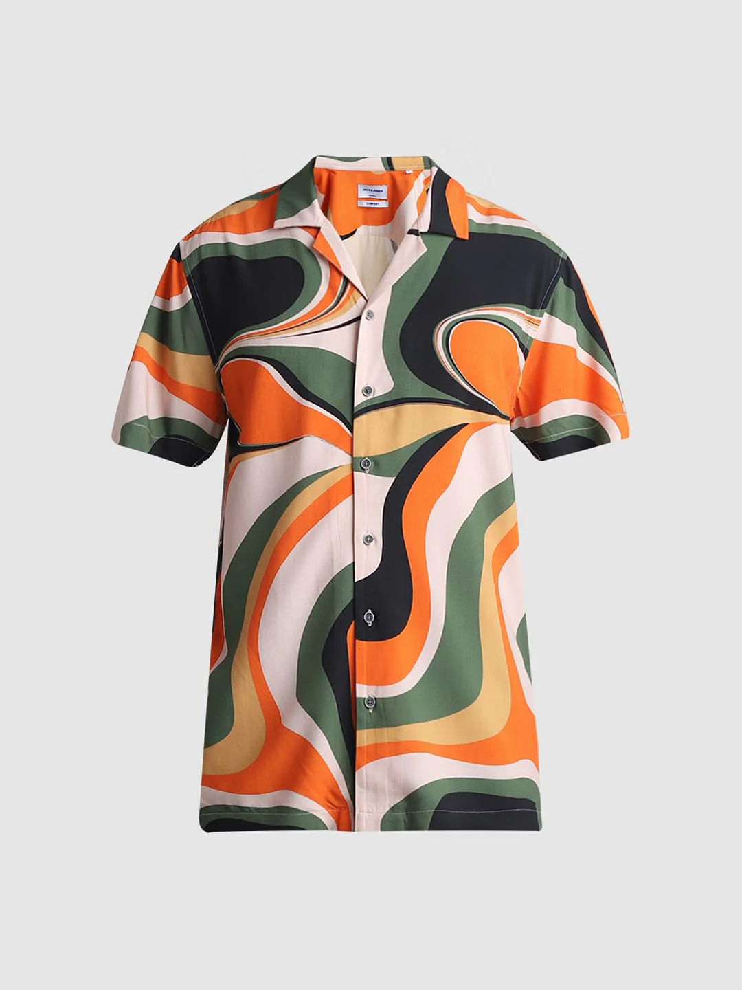 Orange Printed Short Sleeves Shirt - Image 7