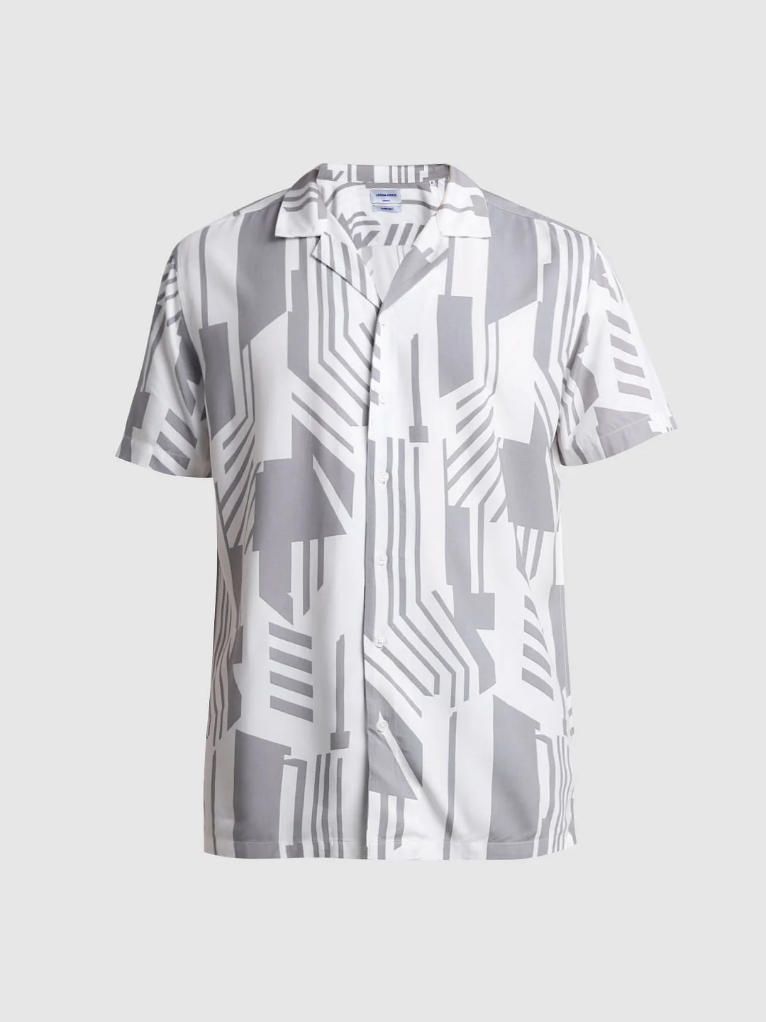 White Abstract Print Short Sleeves Shirt - Image 7