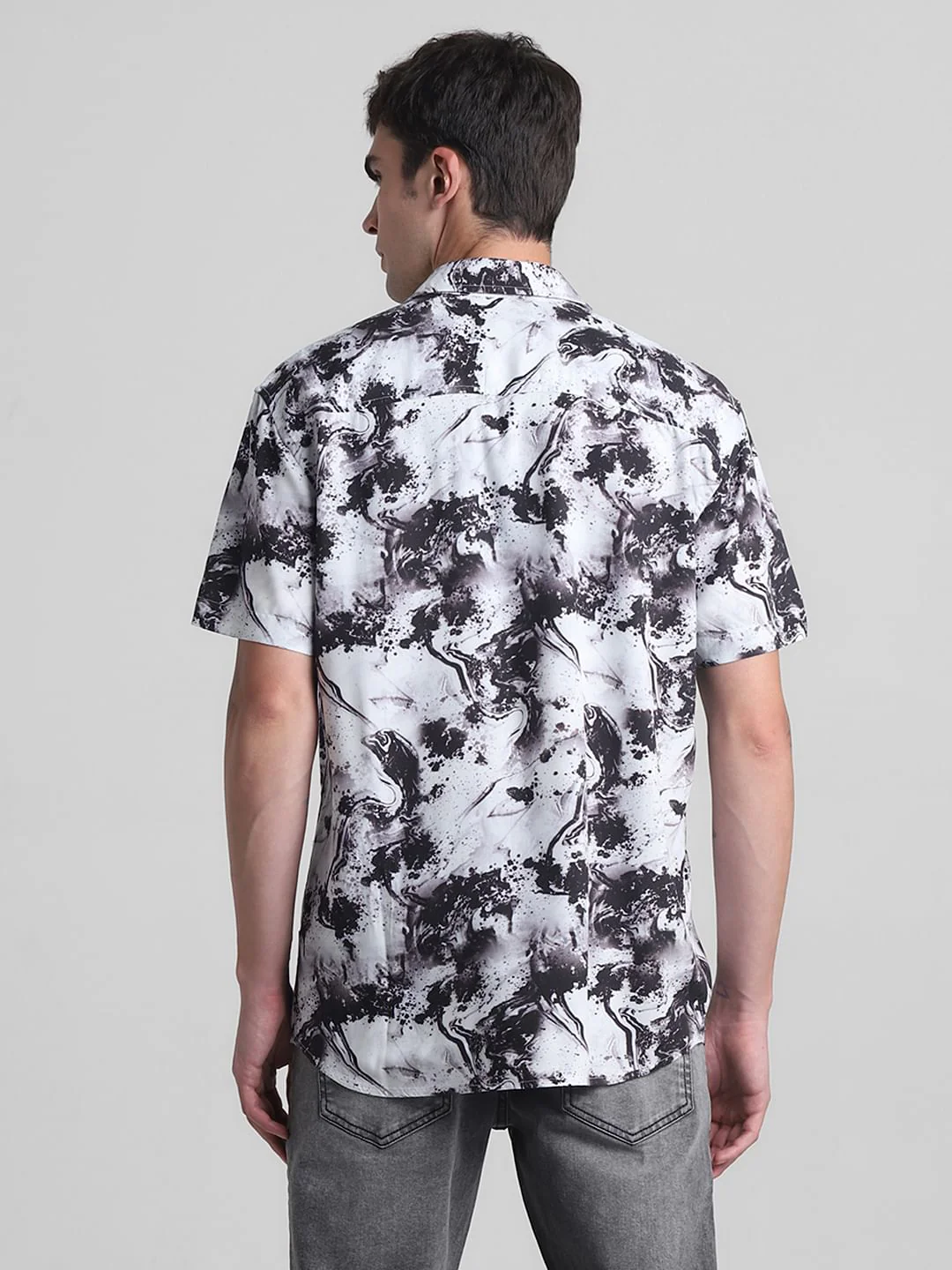 Black Printed Short Sleeves Shirt - Image 4