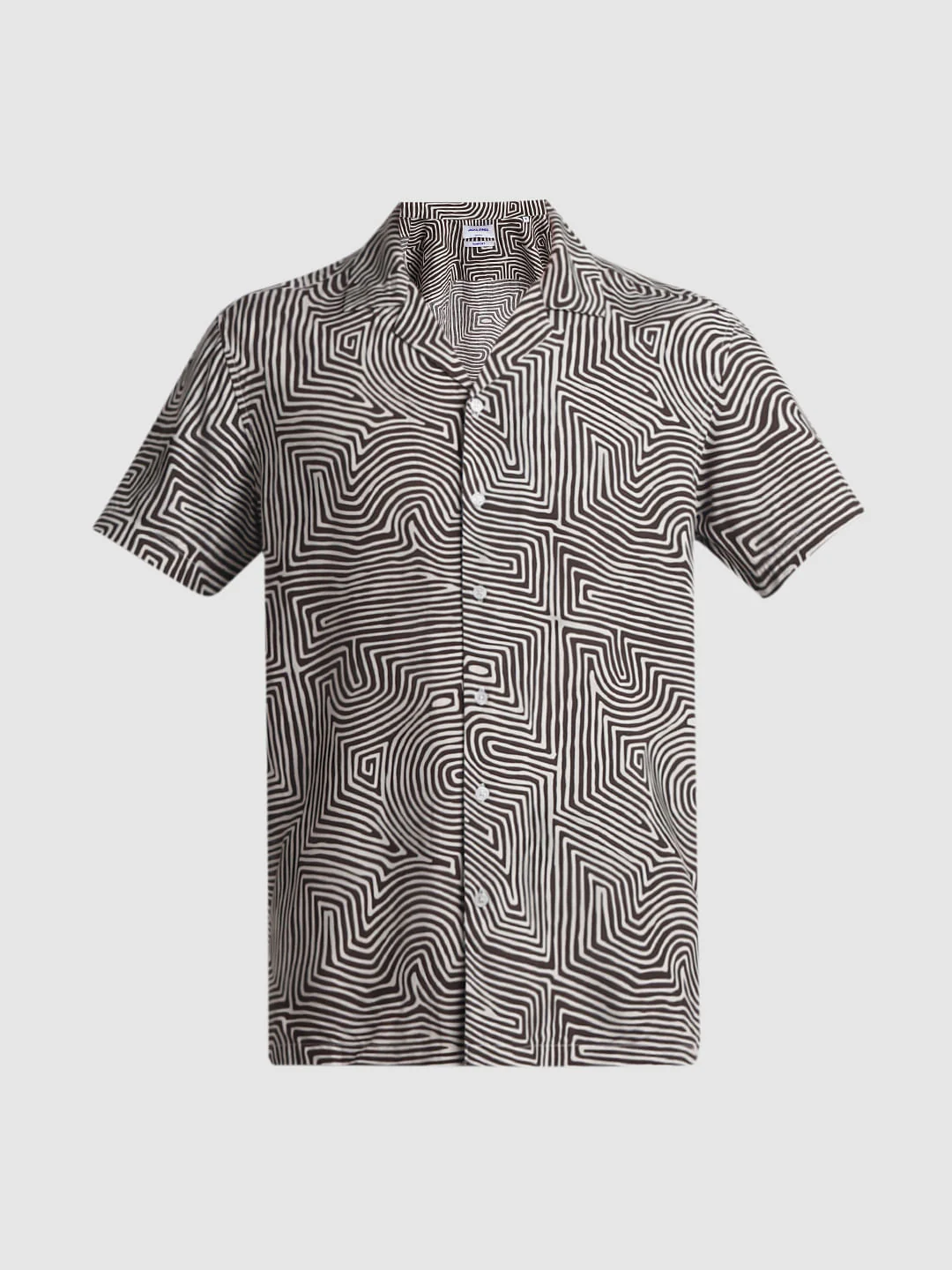 Black Abstract Print Short Sleeves Shirt - Image 7