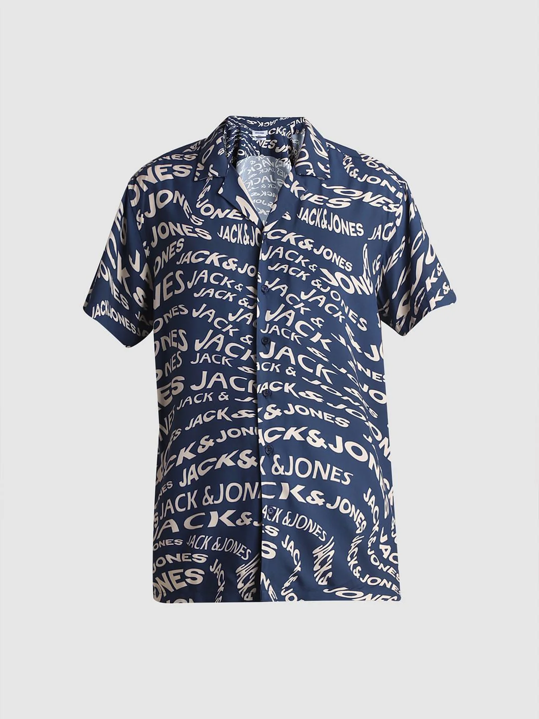 Blue Typographic Print Short Sleeves Shirt - Image 7
