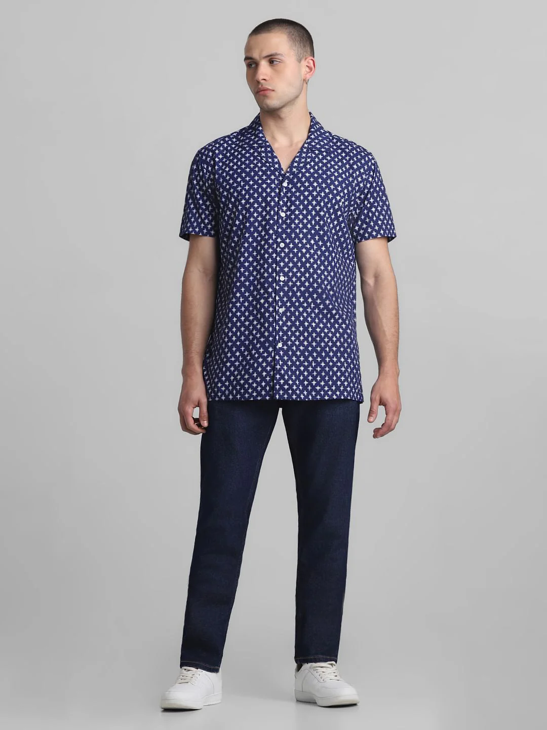 Blue Printed Short Sleeves Shirt - Image 6