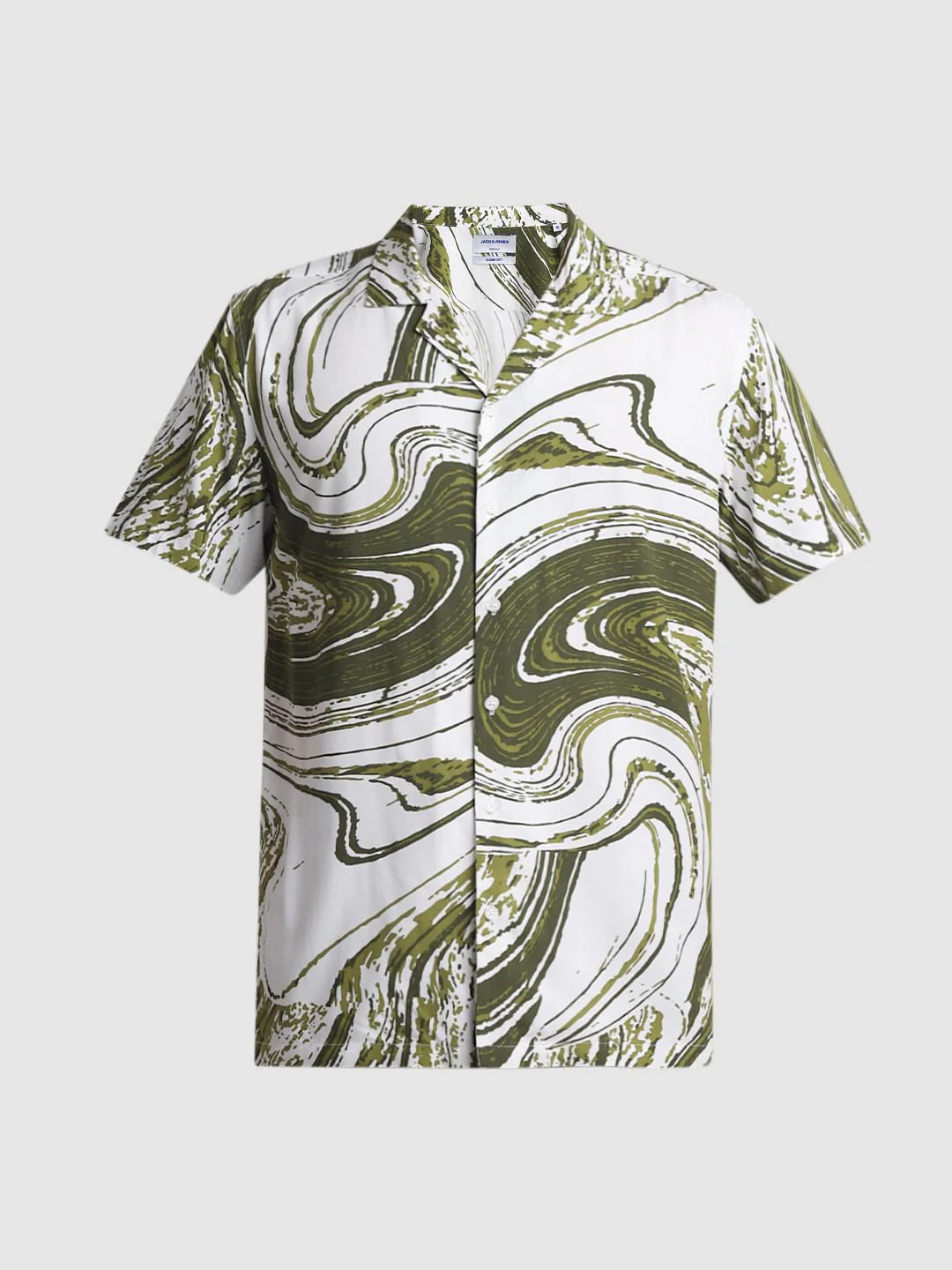 Green Abstract Print Short Sleeves Shirt - Image 7