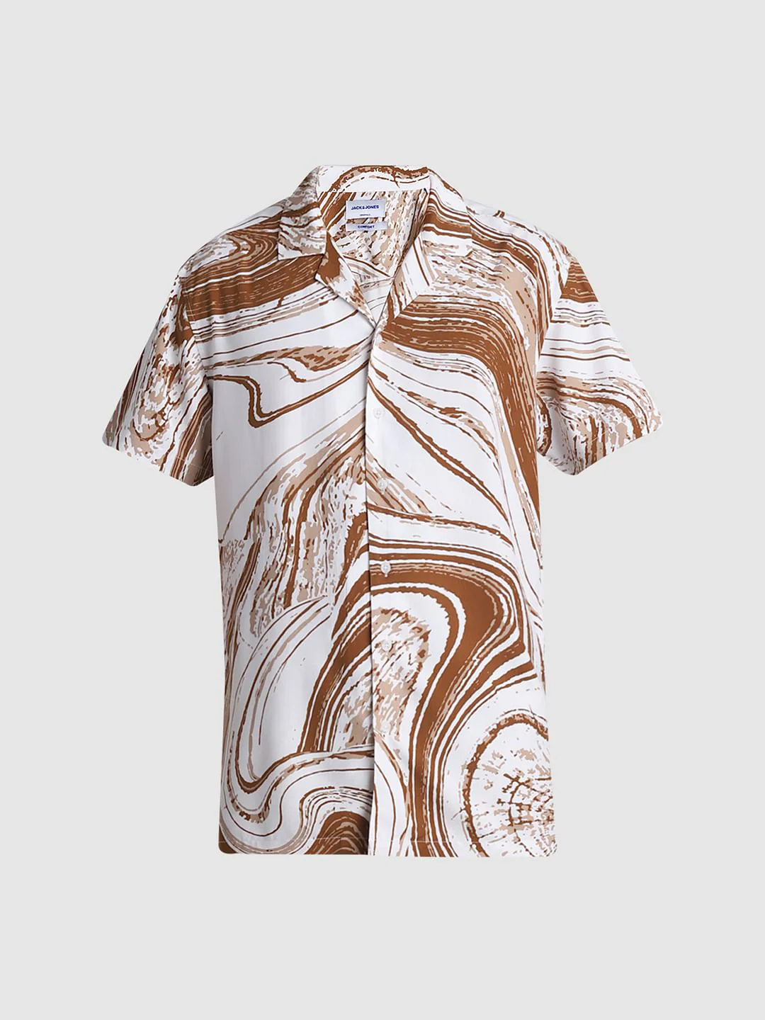 Brown Abstract Print Short Sleeves Shirt - Image 7