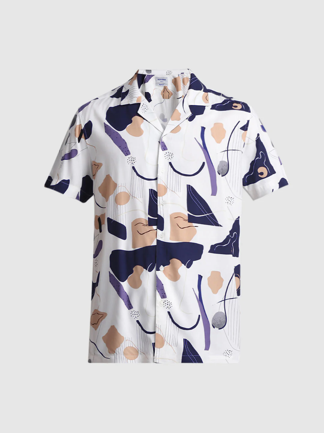 White Abstract Print Short Sleeves Shirt - Image 7