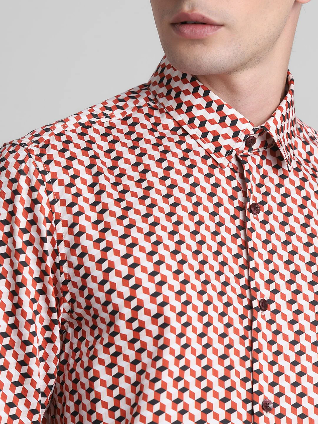 Red Printed Full Sleeves Shirt - Image 5