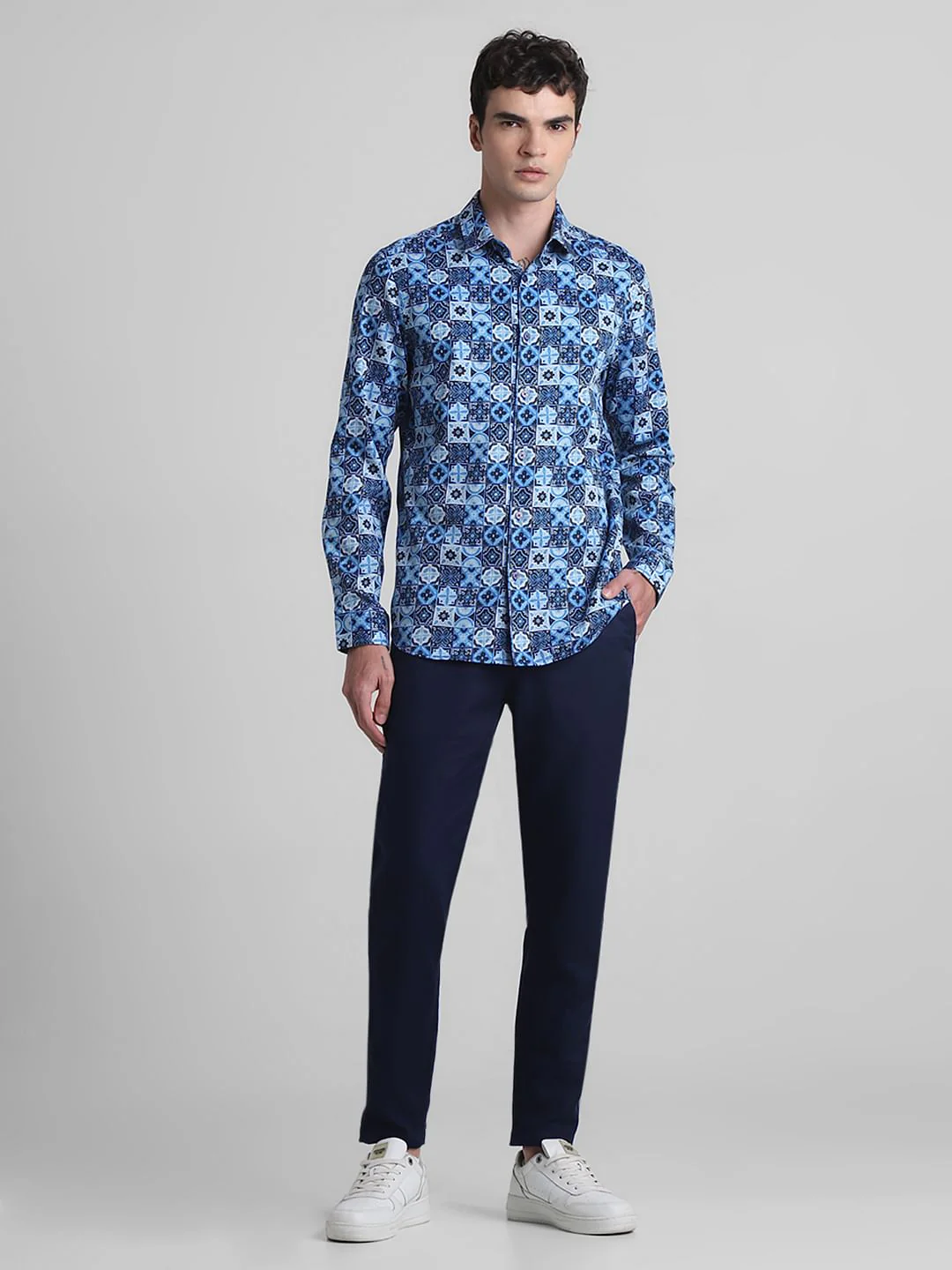 Blue Printed Full Sleeves Shirt - Image 6