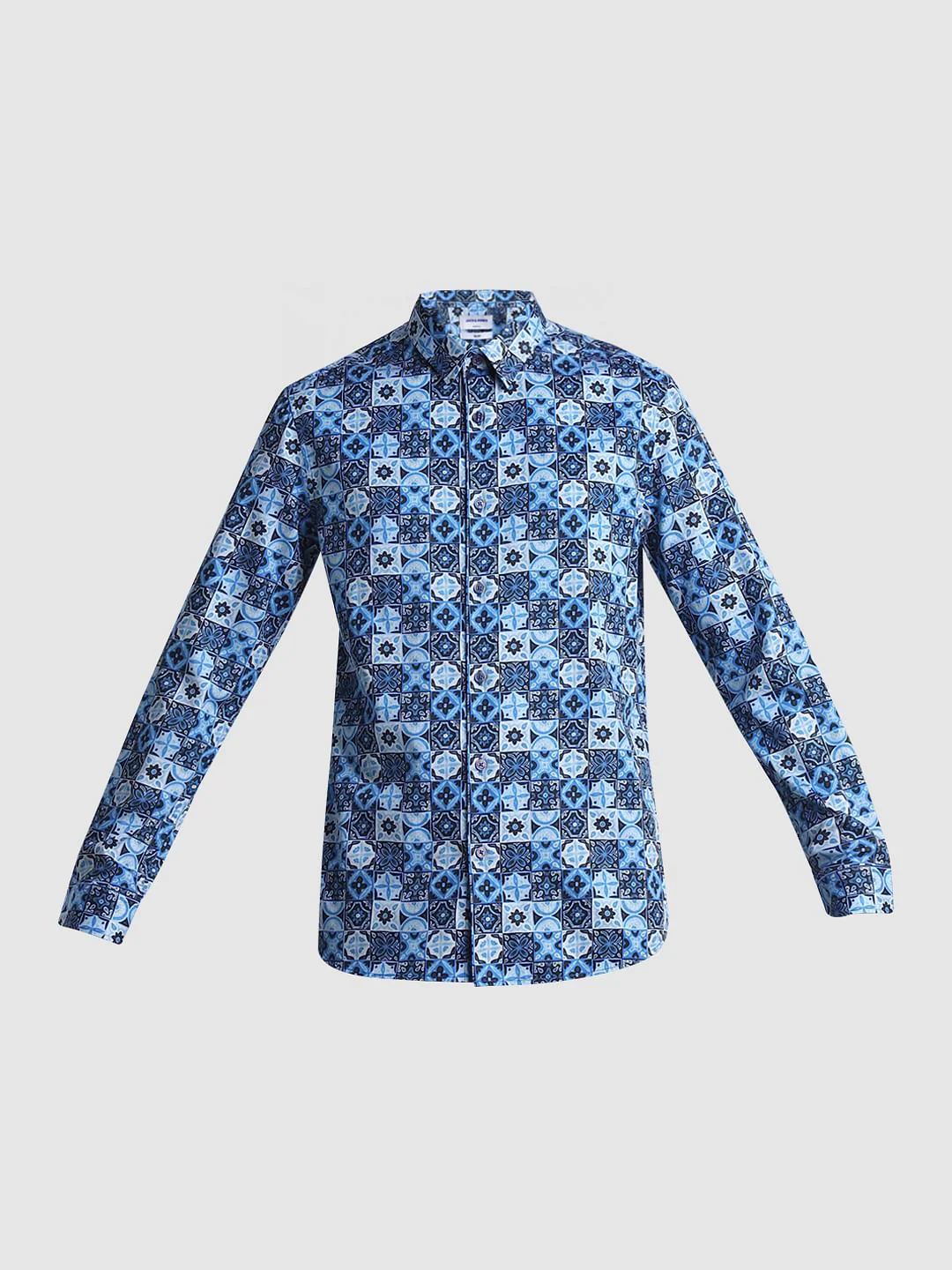 Blue Printed Full Sleeves Shirt - Image 7