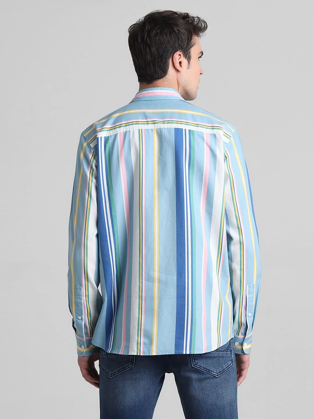 Blue Striped Full Sleeves Shirt - Image 4