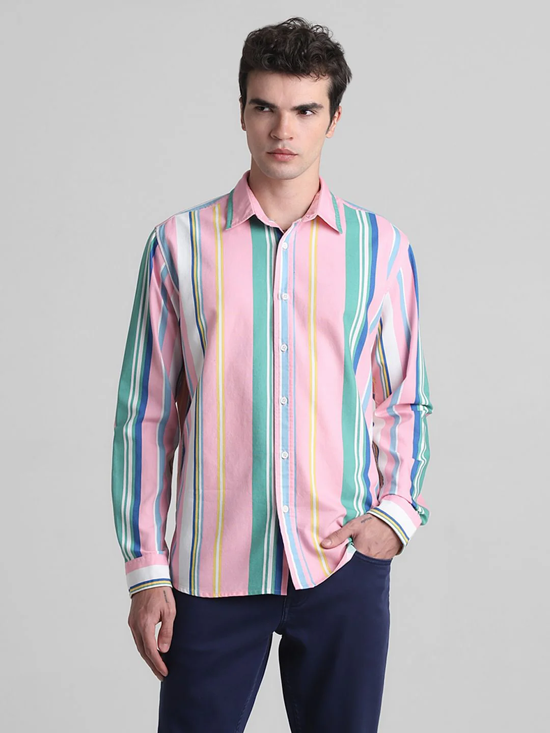 Pink Striped Full Sleeves Shirt - Image 2