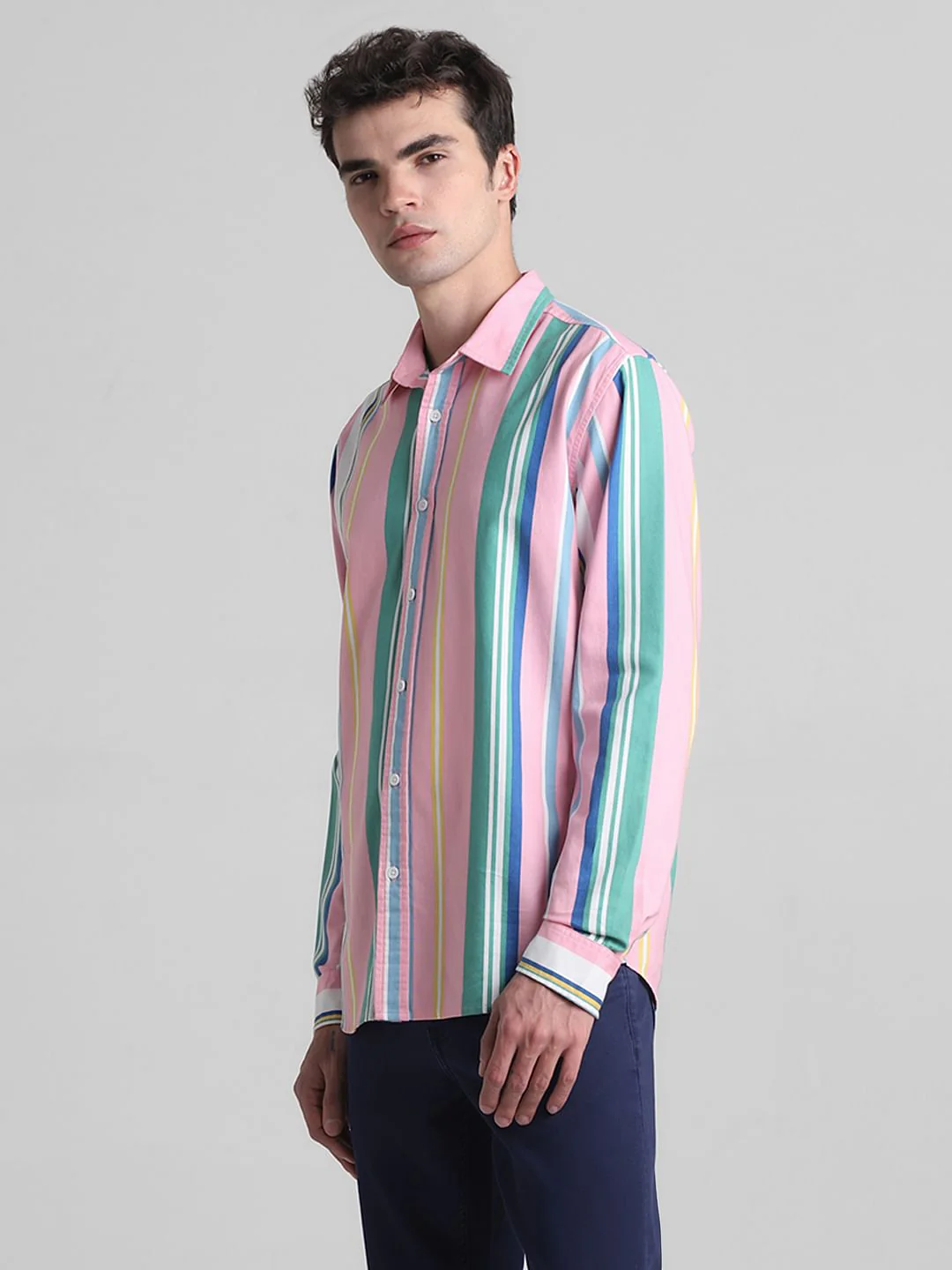 Pink Striped Full Sleeves Shirt - Image 3