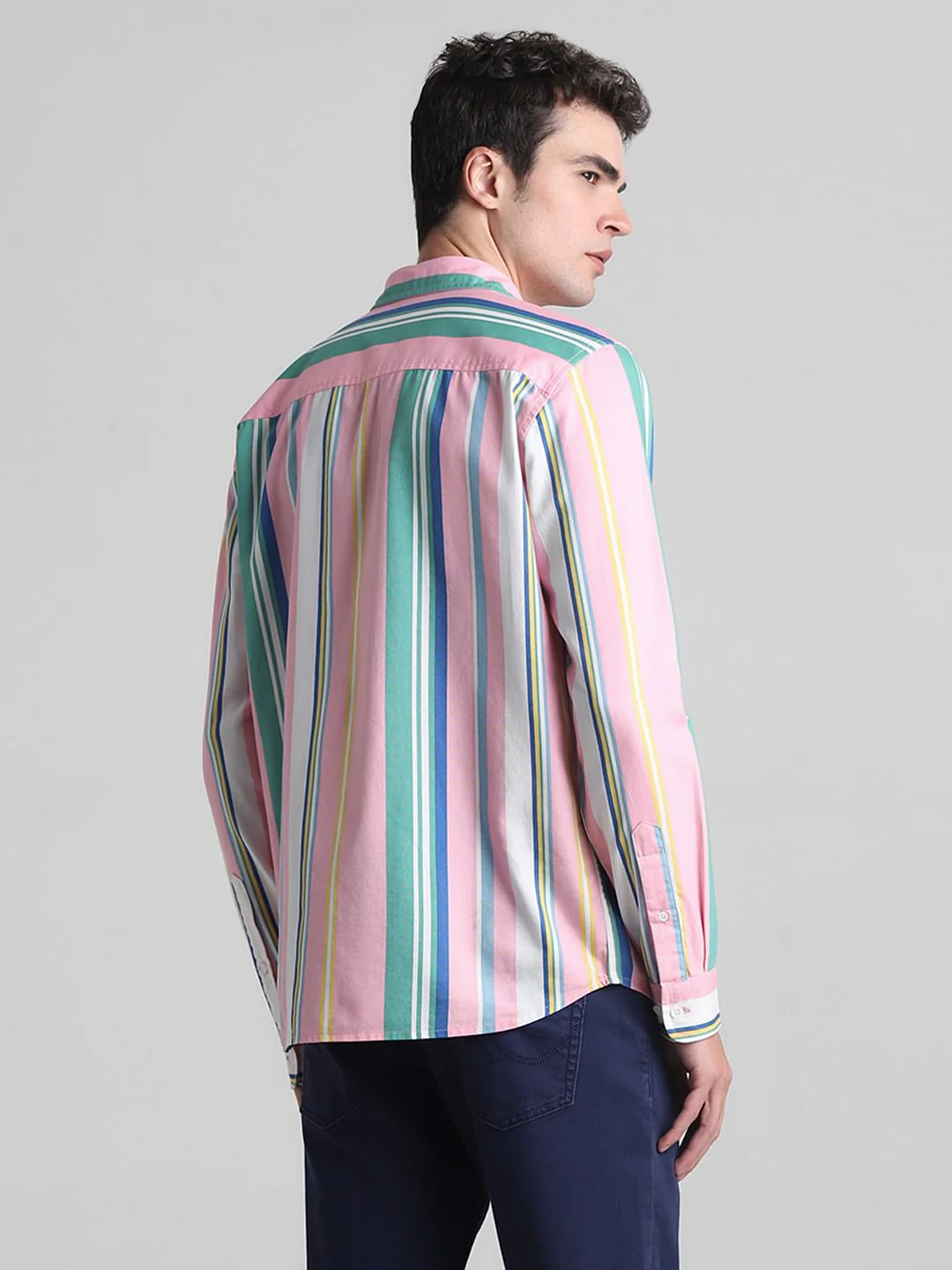 Pink Striped Full Sleeves Shirt - Image 4