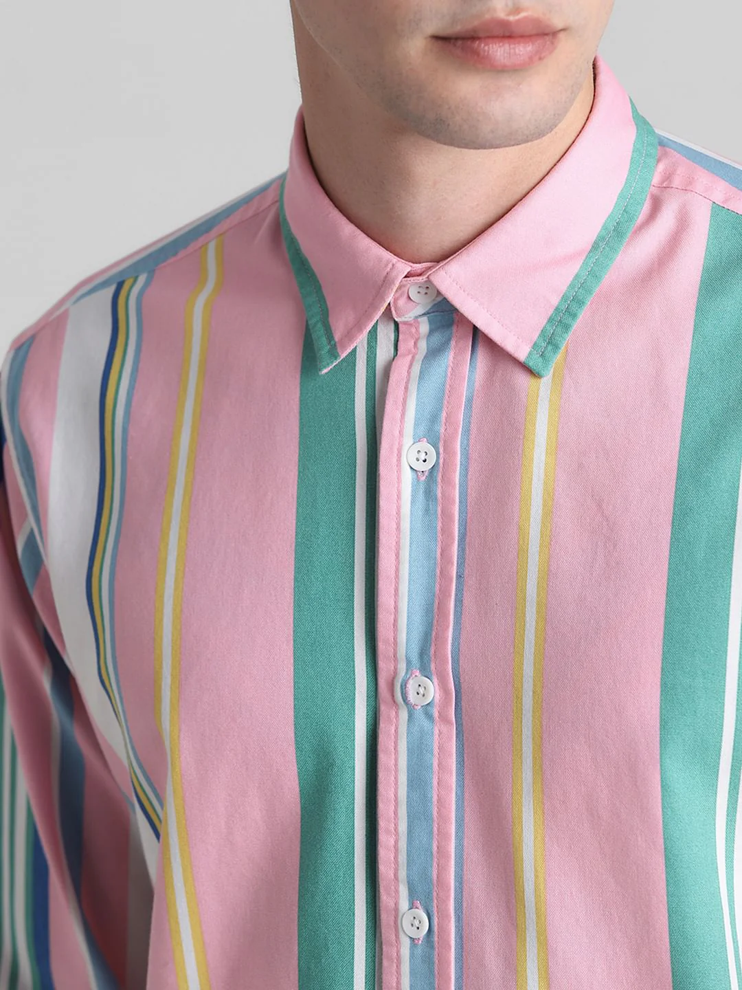 Pink Striped Full Sleeves Shirt - Image 5