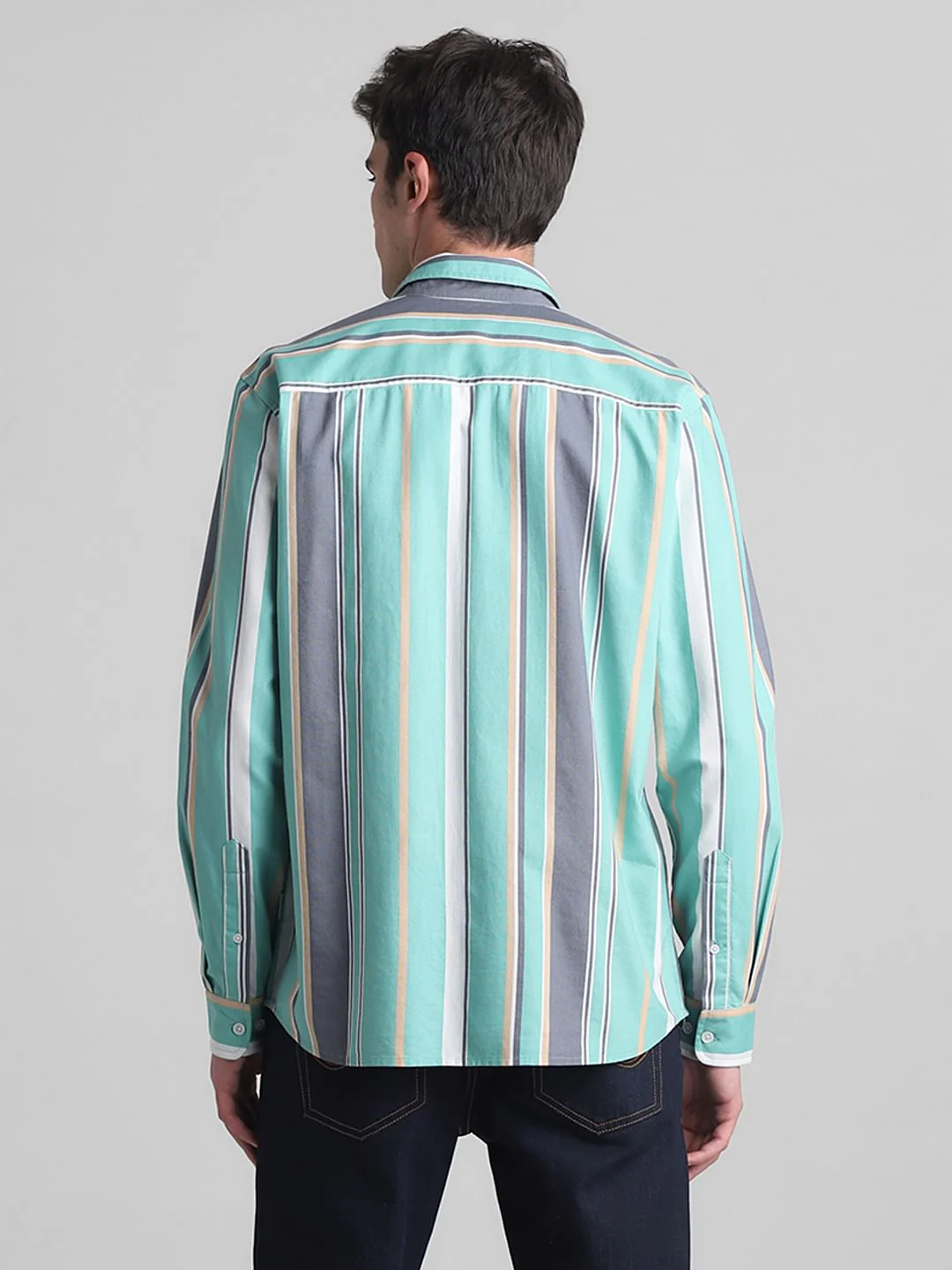 Green Striped Full Sleeves Shirt - Image 4