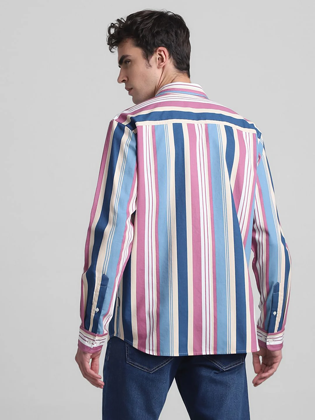 Pink Striped Full Sleeves Shirt - Image 4