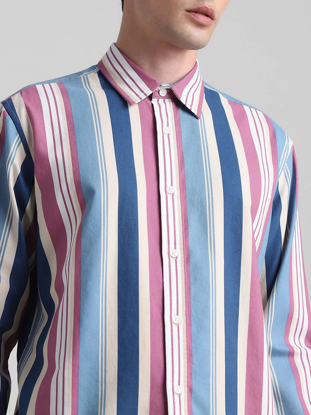 Pink Striped Full Sleeves Shirt - Image 5