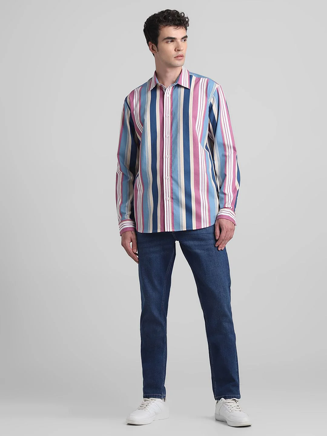 Pink Striped Full Sleeves Shirt - Image 6